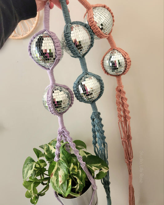 Handmade Macrame Disco Ball Plant Hanger
