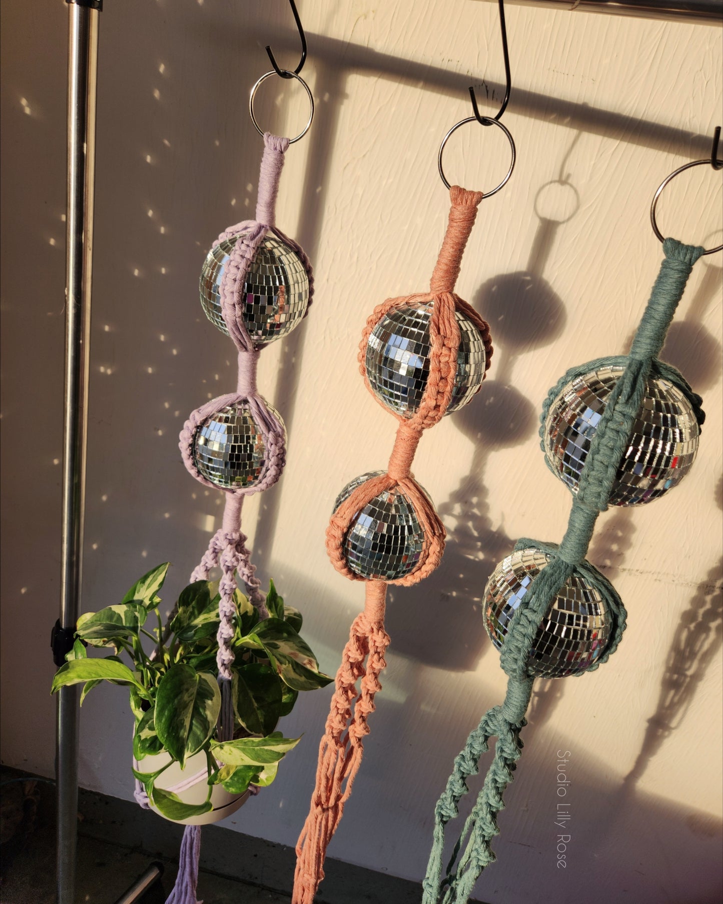 Handmade Macrame Disco Ball Plant Hanger