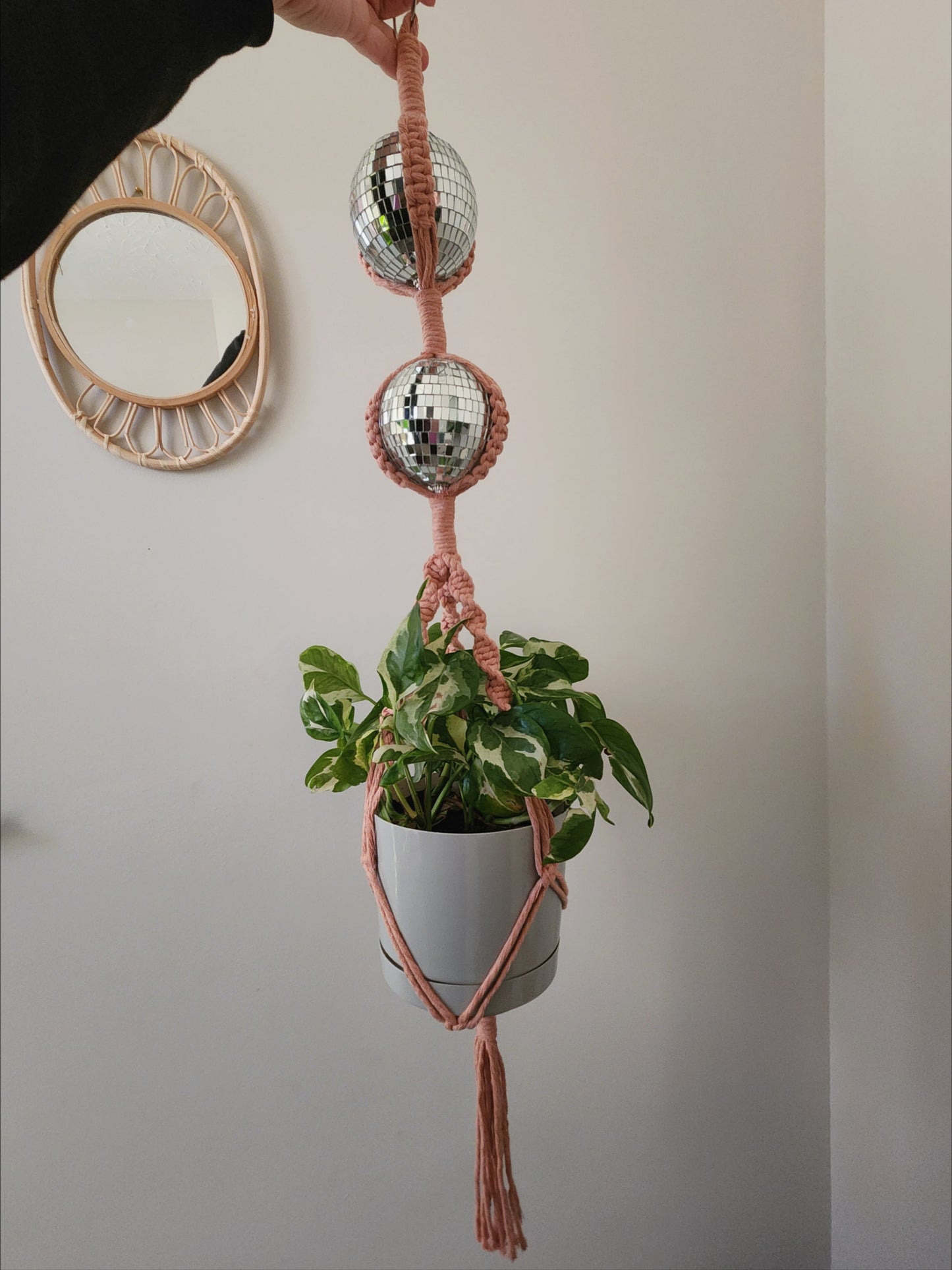 Handmade Macrame Disco Ball Plant Hanger