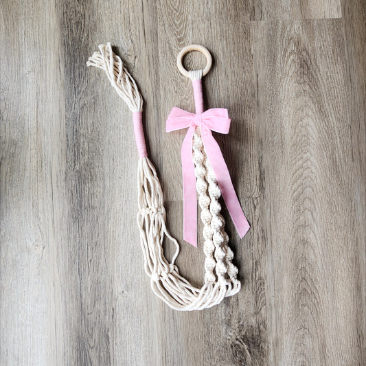 Pink Bow Macrame Plant Hanger