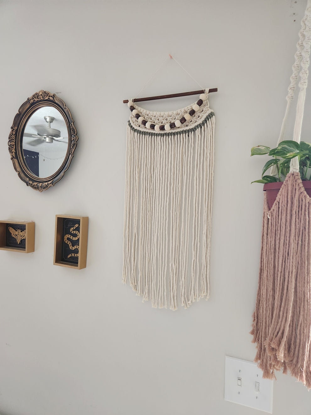 Beaded Macrame Wall Hanging, Boho Wall Decor, Beaded Wall decor