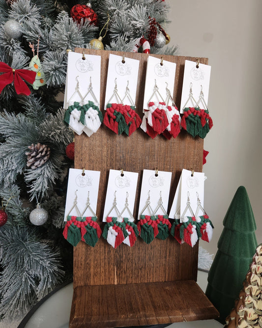 Christmas Macrame Earrings | Macrame Dangle Earrings | Boho Jewelry