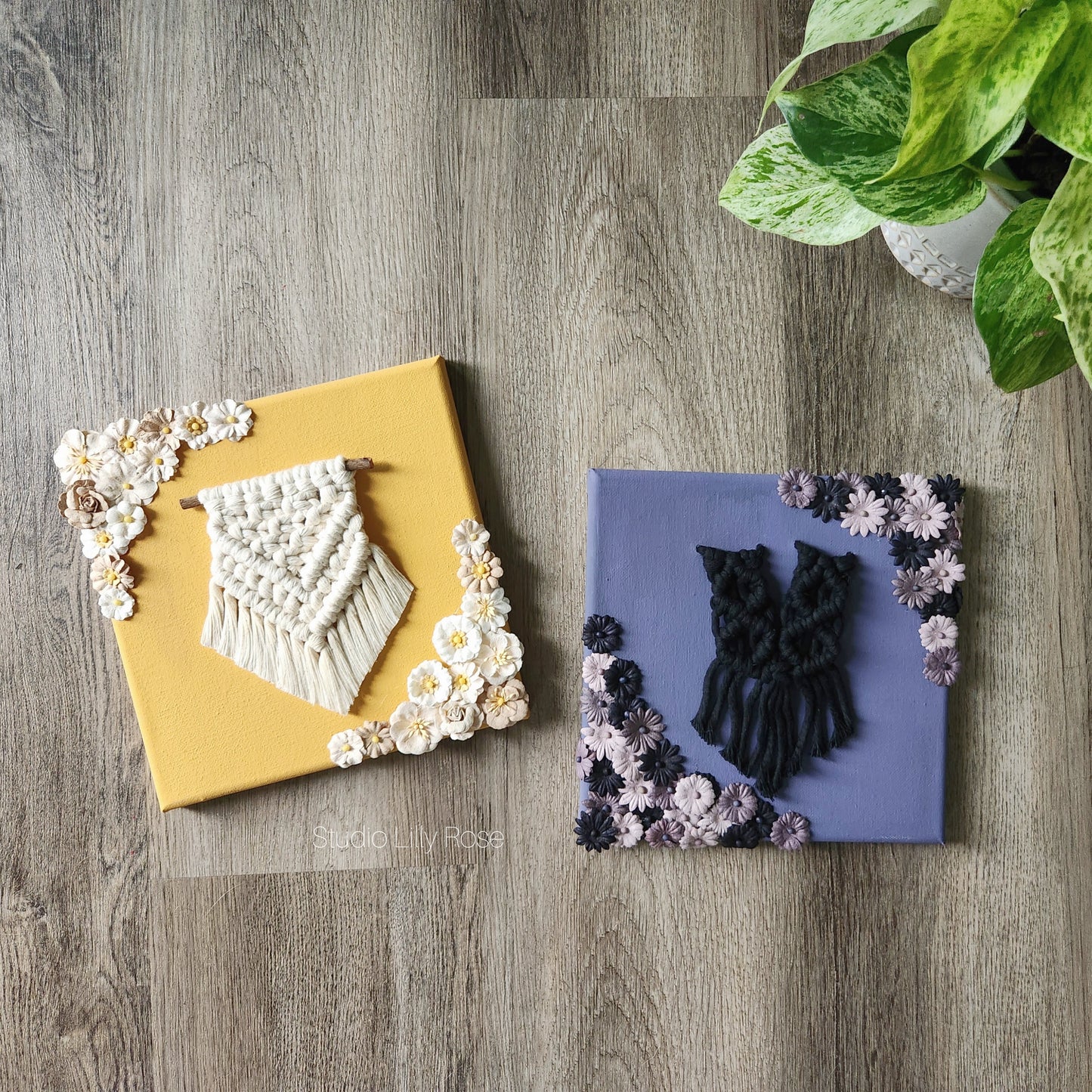 Floral Macrame Canvas | Wall Art | Macrame Wall Hanging