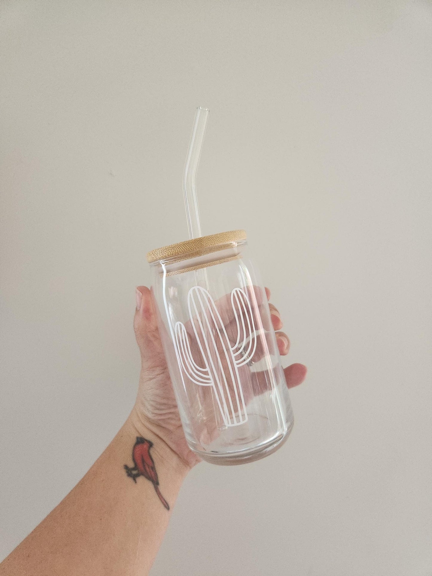 Cactus Drinking Glass with lid and straw | glassware | cactus cup | Cactus drinking cup | glass cup