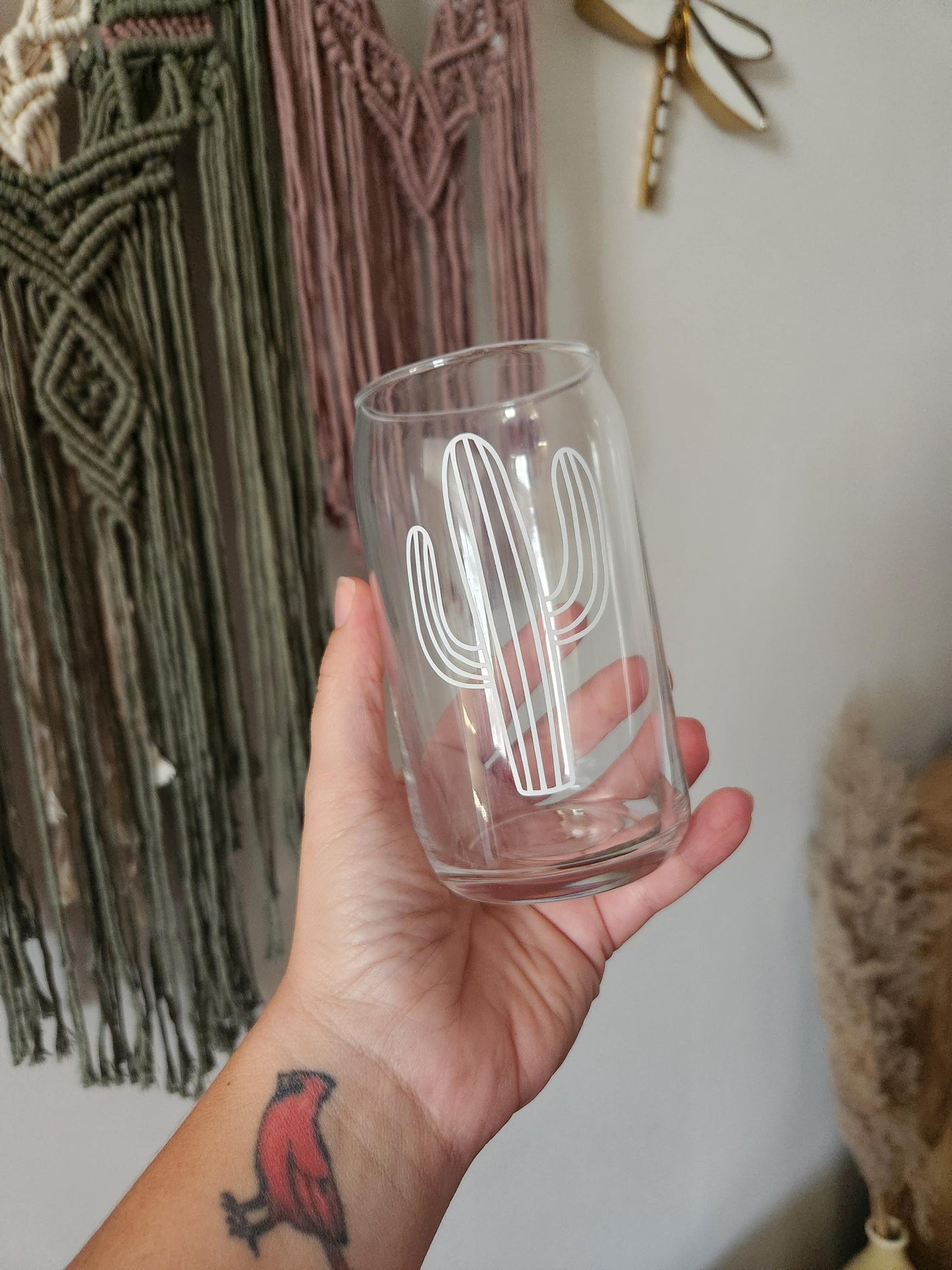 Cactus Drinking Glass with lid and straw | glassware | cactus cup | Cactus drinking cup | glass cup