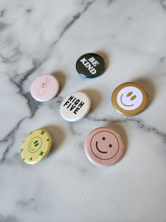 Fun Graphic Pin Mix | Smiley face pin | button pins