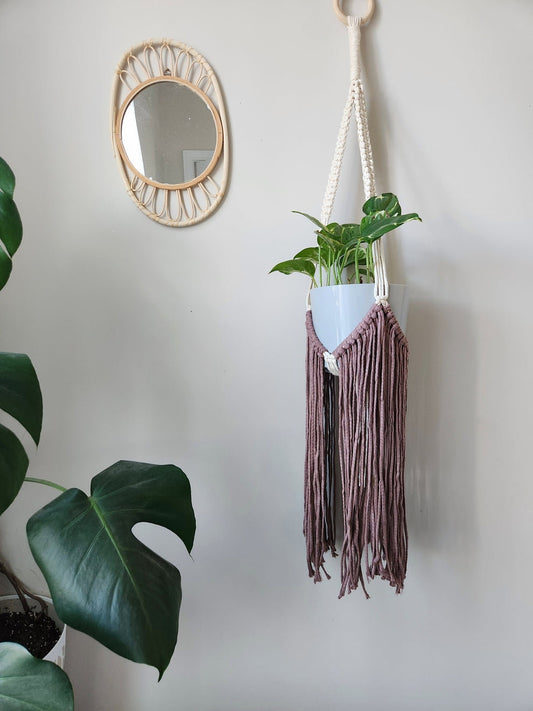 Macrame Fringe Plant Hanger - Mink
