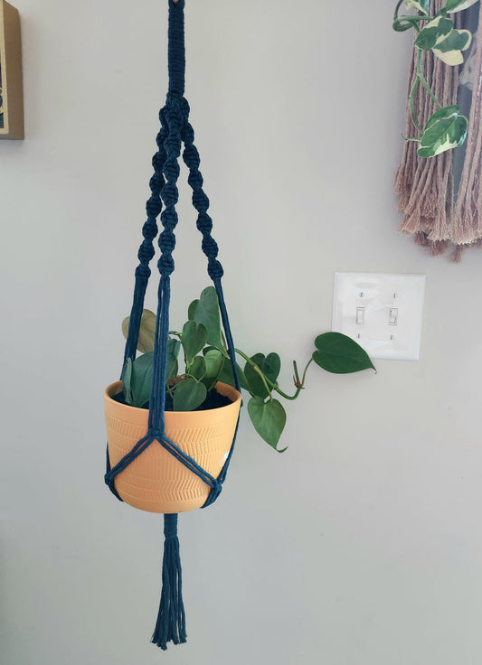 Macrame Plant Hanger - Navy Blue