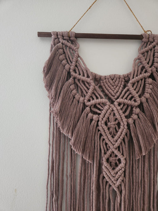 Mink Colored Macrame Wall Hanging | Mauve Wall decor